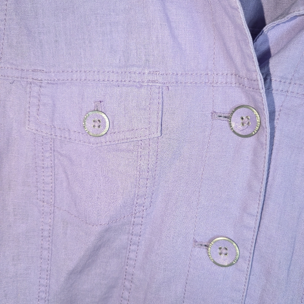 L Relativity Purple Linen Blend Button Front Jack… - image 3